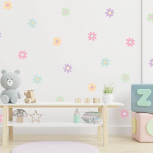 Mini Pastel Daisy Wall Sticker Decals | Flower Stickers | Floral Nursery Wall Stickers | Self Adhesive Vinyl Wall Stickers
