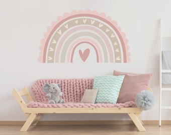 Extra Large Pink Scallop Rainbow Wall Sticker Decal | Children&#39;s Nursery Wall Art | Playroom Decor | Scallop Print