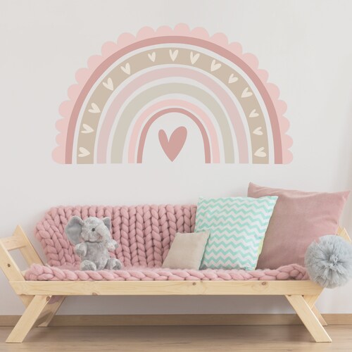 Extra Large Pink Scallop Rainbow Wall Sticker Decal | Children's Nursery Wall Art | Playroom Decor | Scallop Print