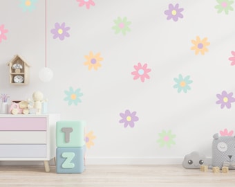 Stickers muraux Ex Grandes marguerites pastel | Stickers fleurs | Stickers muraux floraux pour chambre de bébé | Stickers muraux en vinyle auto-adhésifs