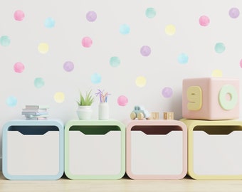 Pastel Watercolour Polka Dot Wall Sticker Decals | Children's Nursery Wall Art | Playroom Decor