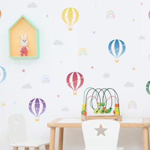 Hot Air Balloon Wall Sticker Decals | Nursery Wall Art | Bedroom Playroom Decor