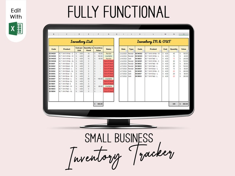 Fully Functional Small Business Inventory Tracker L T Shirt Inventory