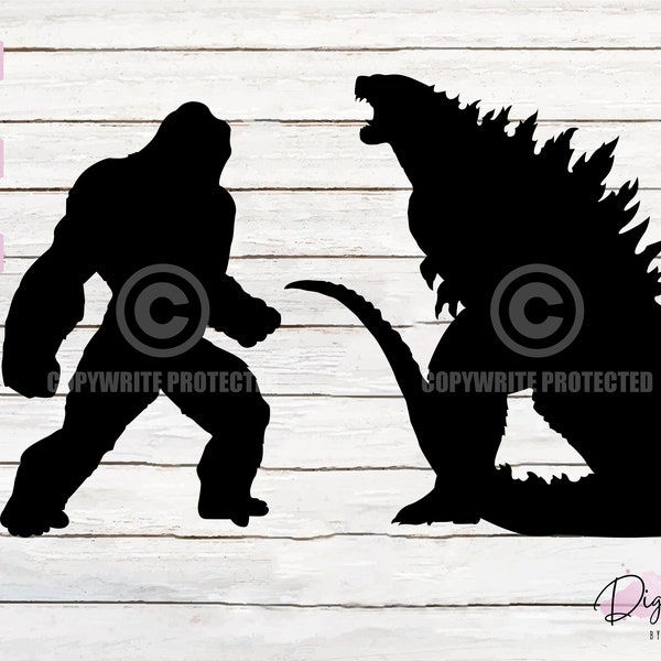 godzilla vs kong svg | godzilla silhouette svg | kong svg cut file | godzilla svg for cricut | digital download | eps | svg | png