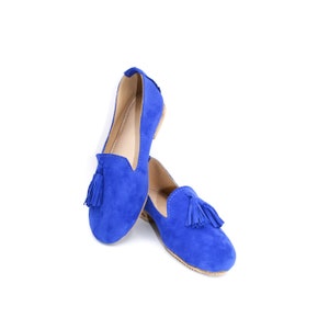 Women&#39;s shoes, women&#39;s moccasins, leather moccasins, handmade shoes, gift for her, blue shoes, Moroccans handmakes.