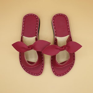 Handmade Leather Sandals for Women – Summer Bow Sandals – Comfortable Leather Sandal Women