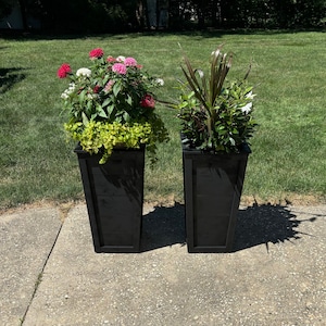 Black, Outdoor Planter, Planter, Wood Planter, Tall Planter, Painted Planter, Bare Planter