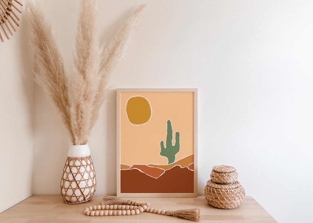 Desert Cactus Poster Print Wall Art, Aesthetic Wall Art, Boho Art Print ...