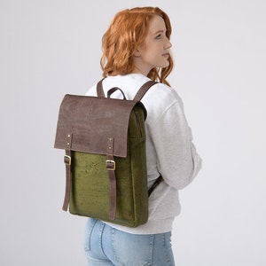 Cork Out and About Large Backpack (Cork Leather Vegan Backpack, Weekender bag, Travel Weekend Backpack, Laptop College Hipster Bag)