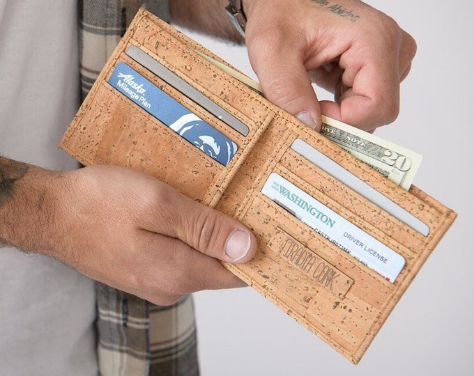 Cork Men's Wallet (Gift for men, Cork Vegan Leather)