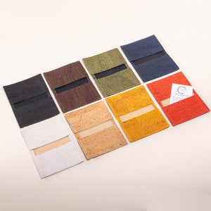 Tarjetero de corcho multicolor (8 unidades, tarjetero plegable, tarjetero fino, tarjetero vegano, tarjetero de regalo, tarjetero ecológico)
