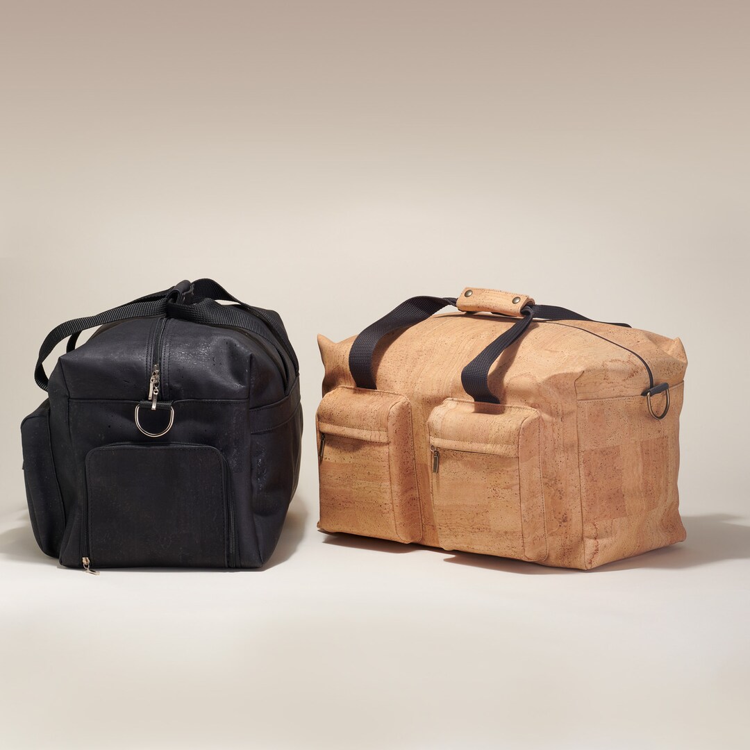 Vegan Leather Duffle Bag Cork Weekender Bag Large Duffel Bag Leather