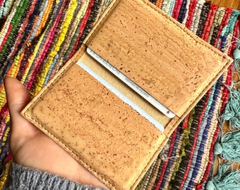 Cork Cardholder Wallet (Bifold Card Holder, Slim Card Case, Vegan Cork Card Case, Gift Card Case, Cardholder, Eco Wallet, Cork Mini Wallet)