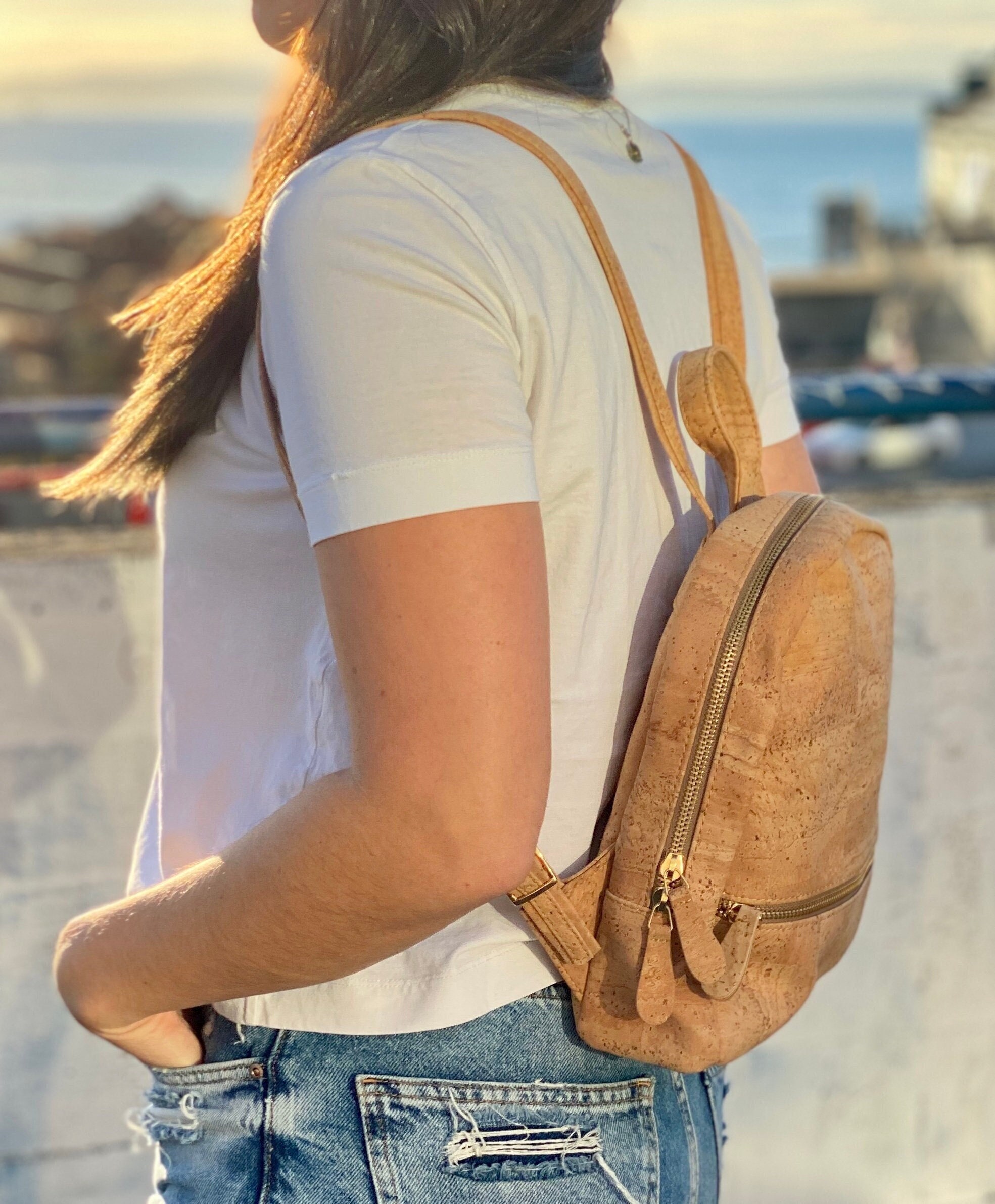 crate mini frame backpack stone blue Khaki Colorblock Medium Kids Backpack with Side Pockets