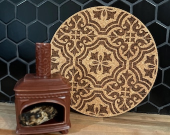 Portuguese Cork Tile Hot Pad Trivet, Cork Trivet for Hot Dishes, Hot Pads Holder for Pots Pans Teapots Baking Sheets, Rustic Kitchen Decor
