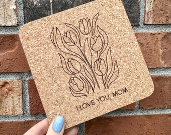 Mother’s Day Hot Pad Trivet, Portuguese Cork Trivet for Hot Dishes, Hot Pads Holder for Pots Pans Teapots Baking Sheets, Gift for mom
