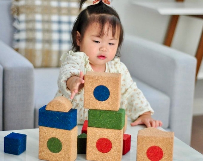 Children Creative Building Blocks (Multi-Color, 20 pieces) (Sustainable Kids Toys, Natural Building Blocks, STEM Educational Toy Set Kids)