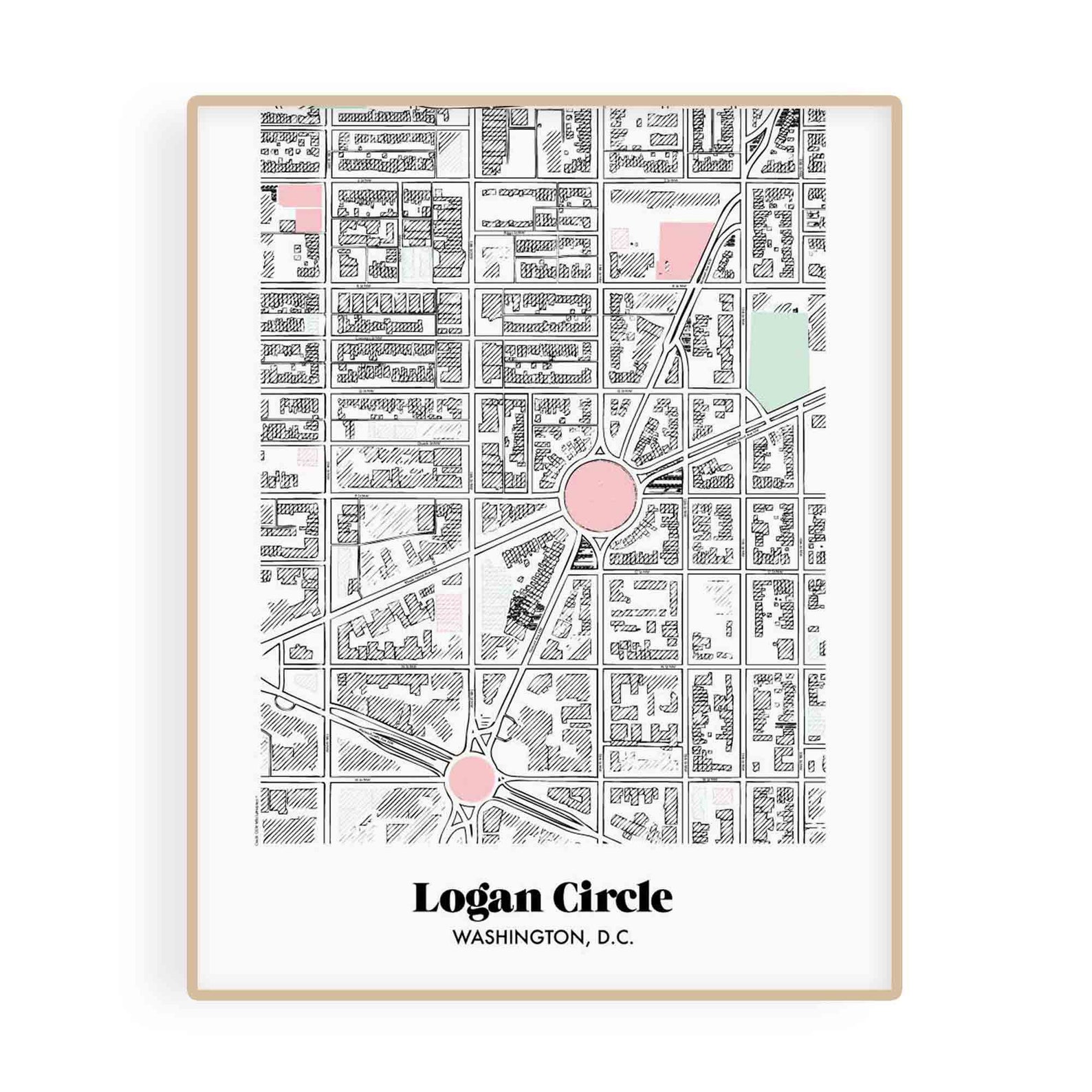Logan Circle Washington DC Neighborhood Map 11 X 14 DC Print Etsy New Zealand