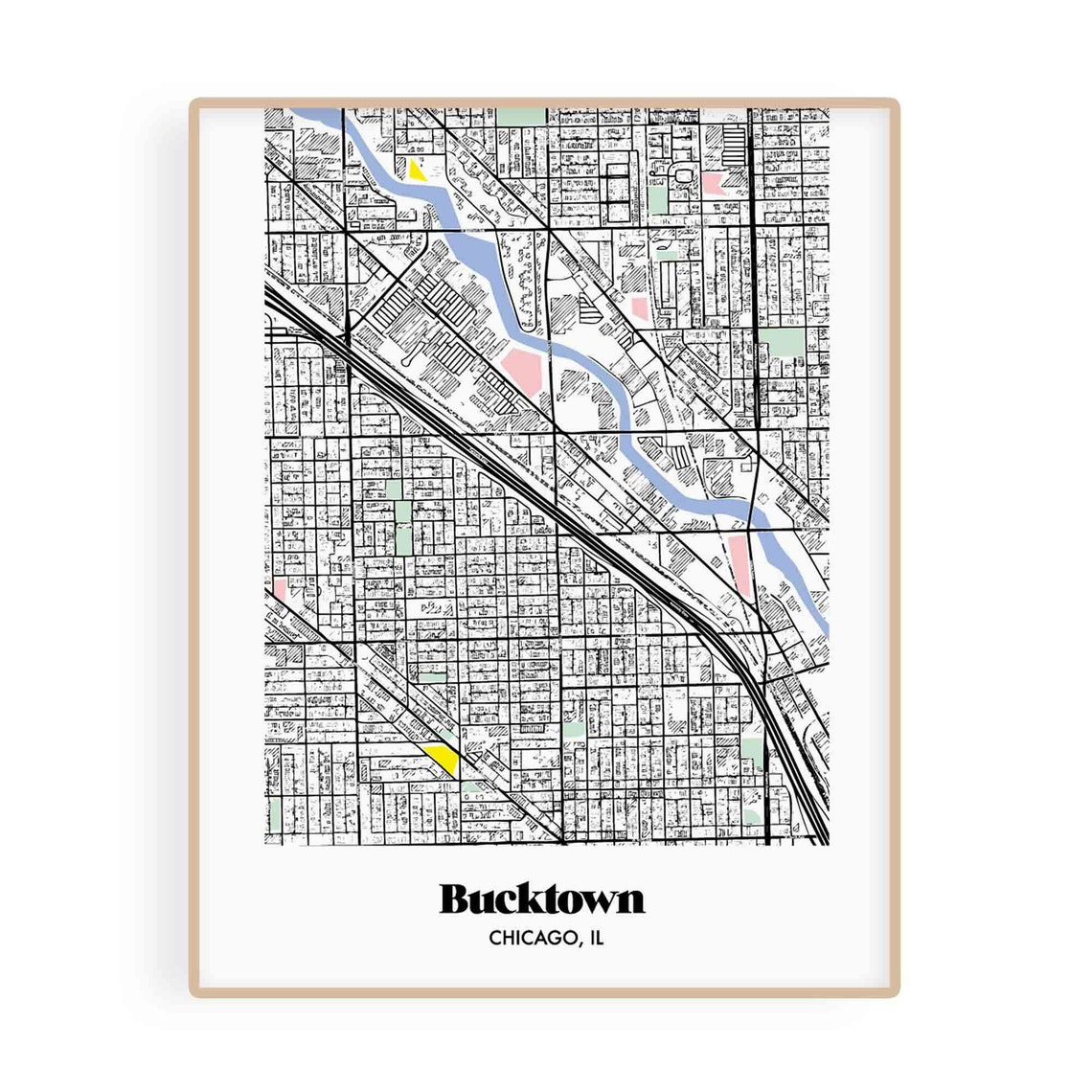 Bucktown Chicgo IL Neighborhood Map Art Print Office Decor Etsy
