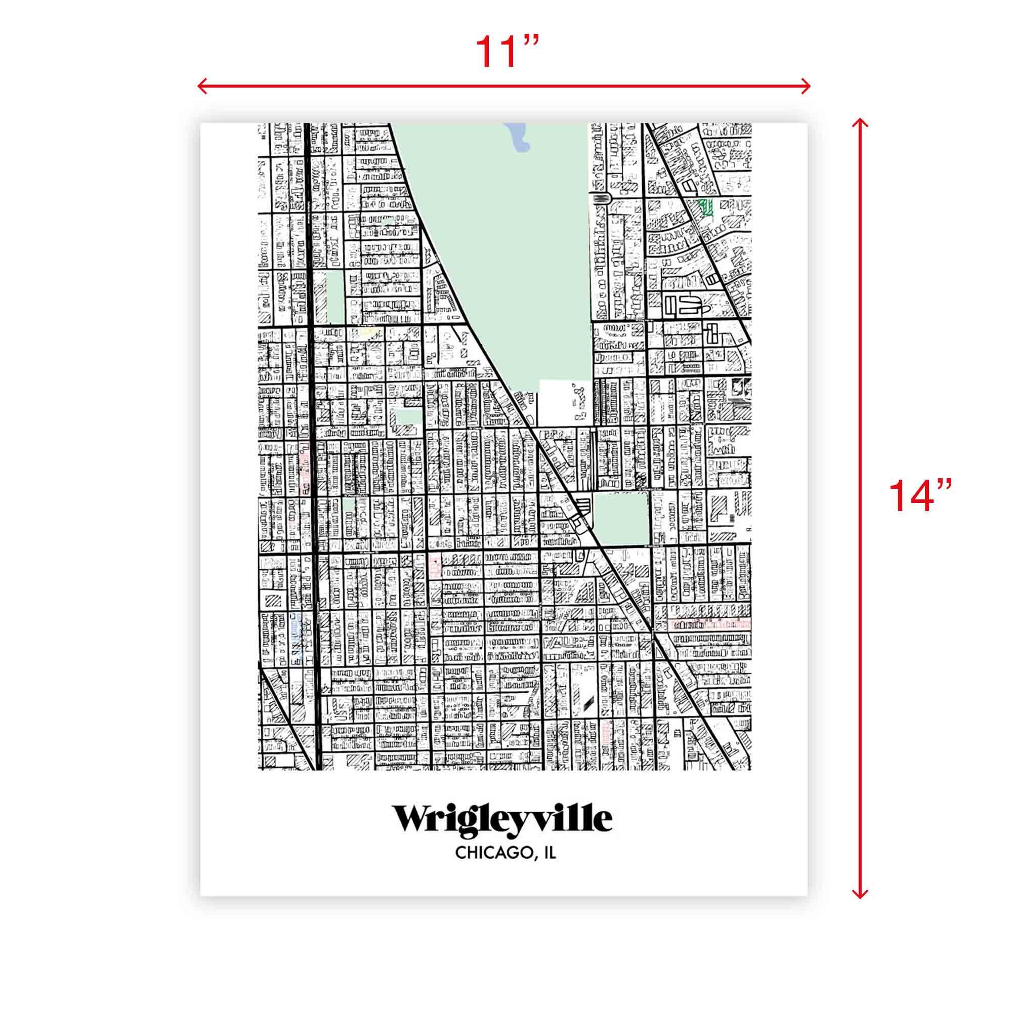 Wrigleyville Neighborhood Map Print Chicago Wall Decor  Etsy