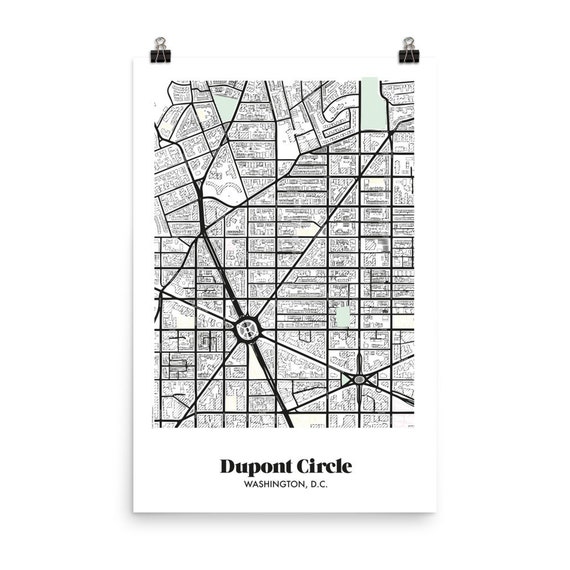 Dupont Circle Washington DC Neighborhood Map Wall Art Print - Etsy