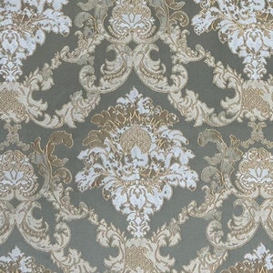 Vintage Retro Damask Design Premium and Luxurious Jacquard Fabric Upholstery Chair Craft Window Treatment Width 54 inches Fabric by The Yard