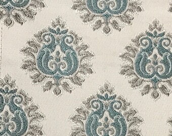 Motivo floral persa Diseño lujo Jacquard Material Azul azul Tapicería Tela de tela para sofá Cortina Cojín Silla Cabecera Artesanal