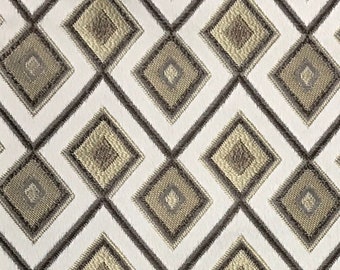 Geometric Jacquard Fabric, Taupe Upholstery Cloth