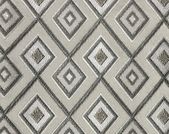 Luxurious Jacquard Material Silver Color Fabric Geometric Design Upholstery Cloth Material for Sofa, Curtains, Cushions, Chair and Craft