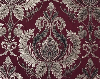 Rödbrunt damask jacquardtyg: Lyxigt klädsel- och draperimaterial