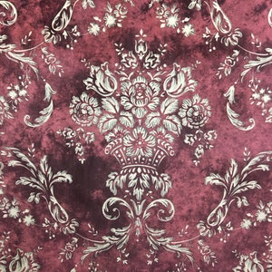 Maroon Velvet Damask Fabric: Upholstery & Curtains - By The Yard
