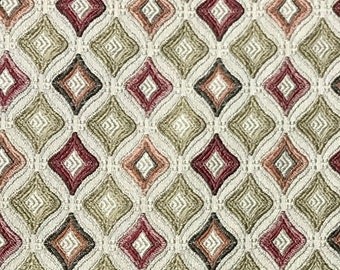 Rust Classic Diamond Design Luxurious Jacquard Fabric For Upholstery Cushions Curtains, Chair, Table Linen, Craft - fabric by the meter/yard