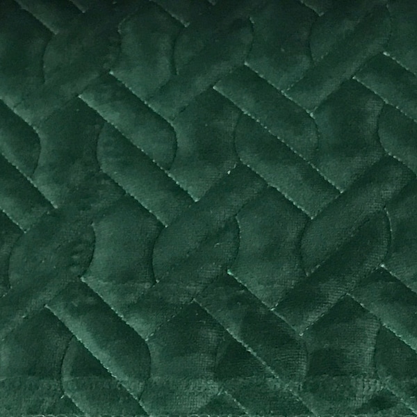 Tissu de velours matelassé pour chaise, canapé, tête de lit, coussins, oreillers, matelassage, rembourrage - Couleur vert émeraude - Tissu au mètre / cour