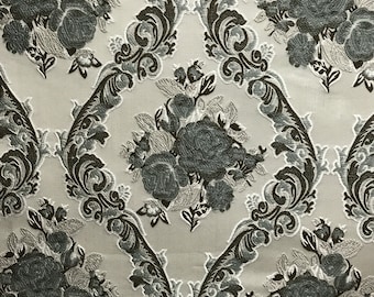 Silver Damask Jacquard Fabric: Heavy Upholstery Material