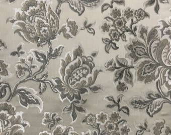Lujoso Jacquard Material Silver Color Fabric Floral Design Tapicería Tela Material de tela para sofá, cortinas, cojines, silla y artesanía
