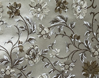 Floral Brocade Jacquard Fabric: Heavy Woven Upholstery, 54" Wide