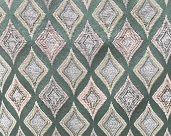 Vintage Moroccan Argyle Jacquard Fabric: Blue Diamond Upholstery Cloth