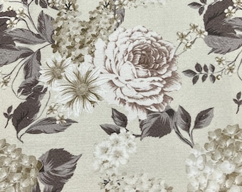 Tela de tapicería de terciopelo con estampado floral vintage, color beige, 137 cm de ancho