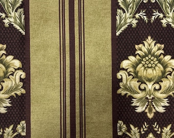 Tessuto in velluto damascato color vino vintage, medaglione floreale barocco, larghezza 54"