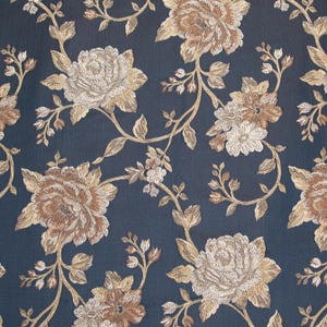 Luxurious and Premium Floral Design Jacquard Fabric for Upholstery, Window Treatments, Craft Width 54 inches - Fabric by The Yard Navy Blue