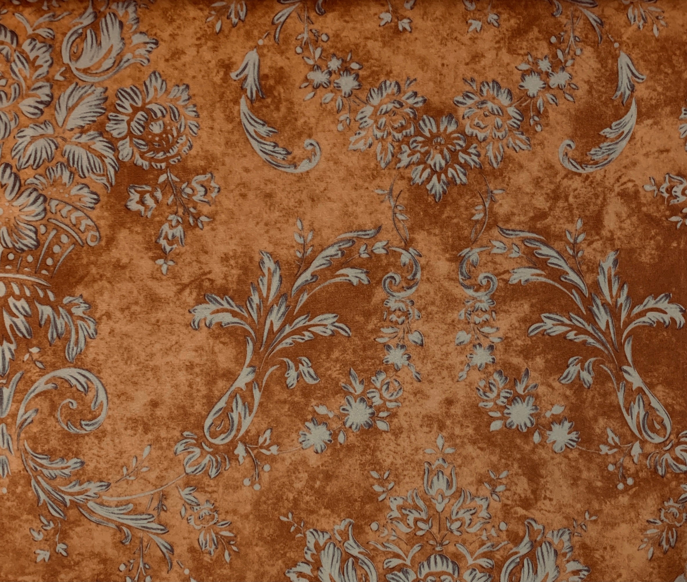 Orange Damask Velvet Finish Digital Print Furnishing Fabric Etsy