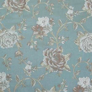 Luxurious and Premium Floral Design Jacquard Fabric for Upholstery, Window Treatments, Craft Width 54 inches - Fabric by The Yard Teal Blue