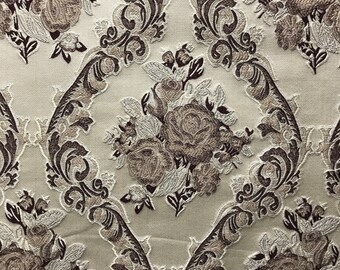 Brown Damask Jacquard Fabric: Luxurious Upholstery Material