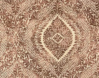 Tissu d'ameublement velours treillis médaillon terre cuite par mètre - Canapé, draperie, chaise, travaux manuels, 54" de large