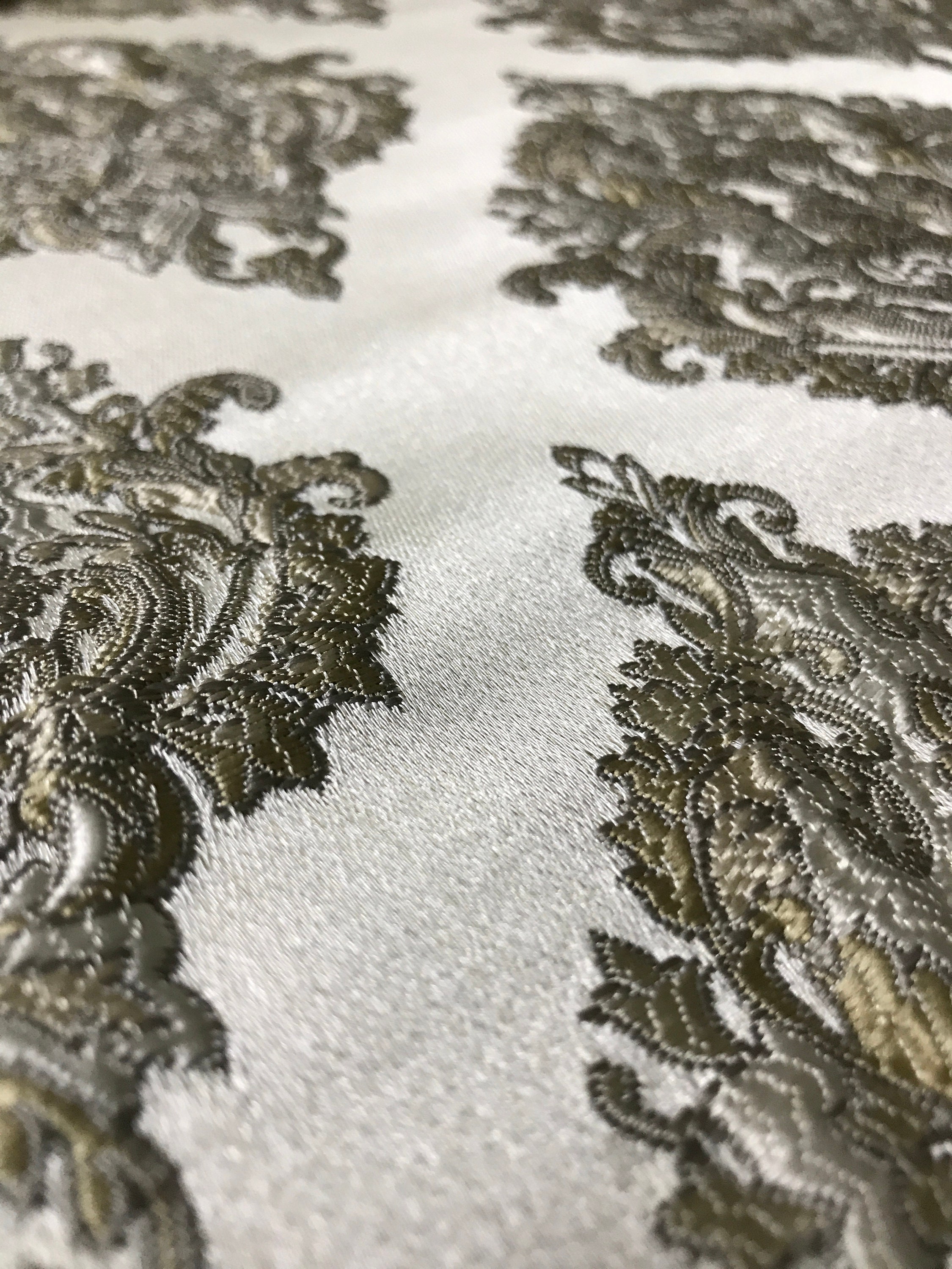 Gold Damask Motif Design Luxurious Jacquard Fabric for Upholstery ...