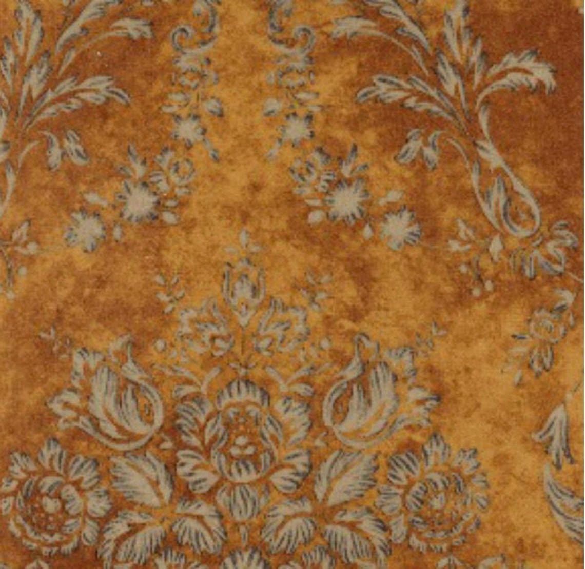 Orange Damask Velvet Finish Digital Print Furnishing Fabric Etsy