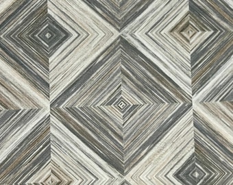 Tela de terciopelo con veta de madera y rombos geométricos en color carbón para tapicería de sofás, cortinas, sillas y manualidades, 137 cm de ancho