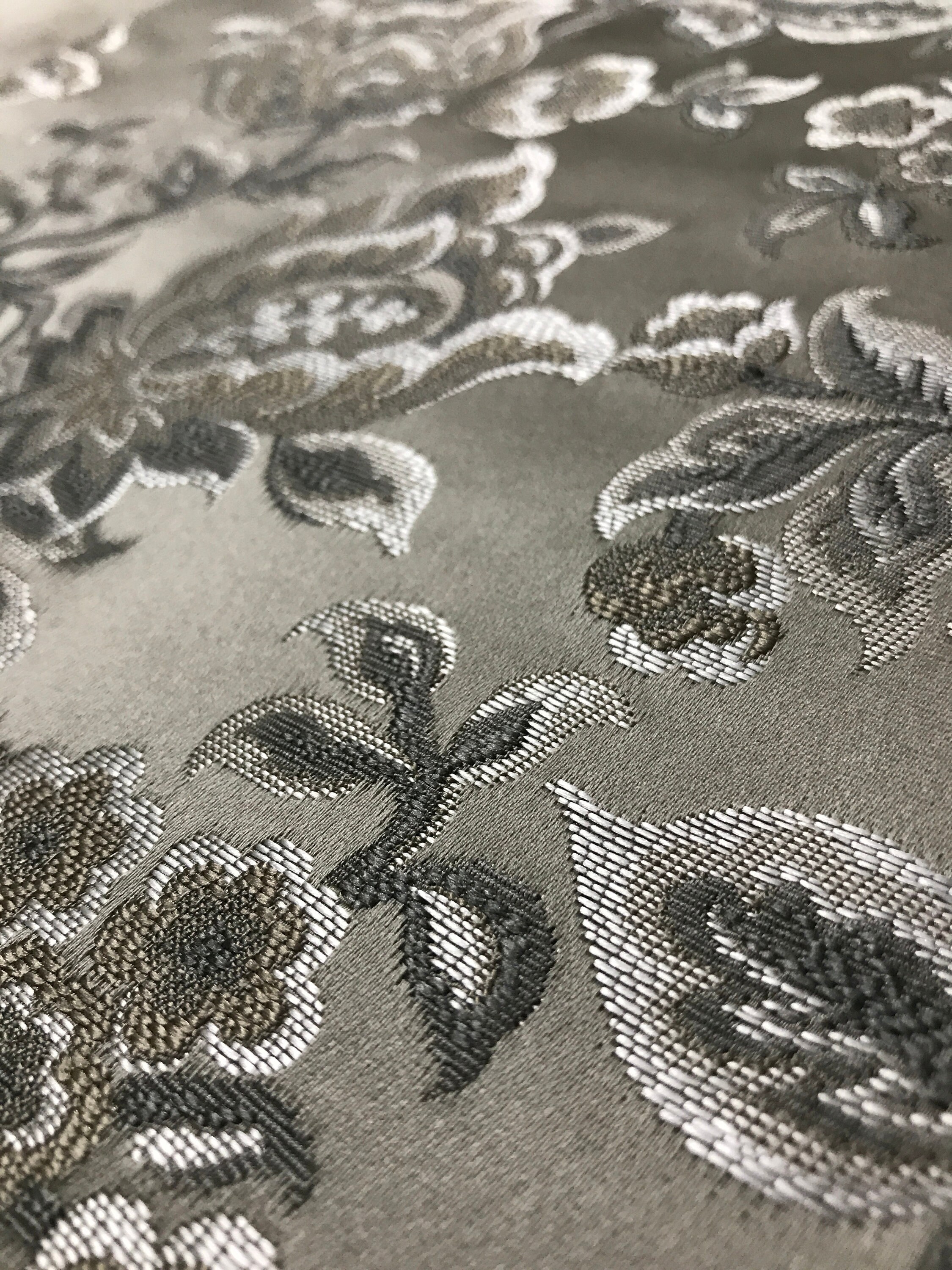 Luxurious Jacquard Material Silver Color Fabric Floral Design - Etsy