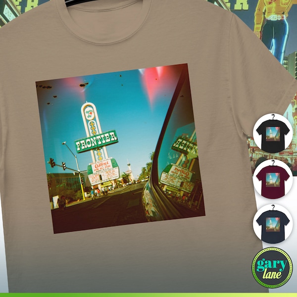 Retro Las Vegas Old Photo Holga Camera 120 Film T-Shirt, Vintage Hipster Strip Photograph Shirt, Frontier Hotel Nevada Tee Photographer Gift