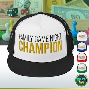 Chapéu Family Game Night Champion, Desculpe Pictionary Candyland UNO Winner Trucker Cap, Engraçado se gabando de cartões de pôquer Dia dos Pais Pai